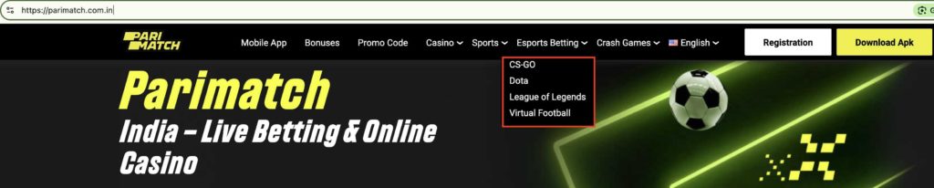 Parimatch esports games